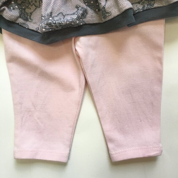 Baby V Skirt Sz 3 Months Pink Gray Lace Tights Jersey Knit - Picture 2 of 11